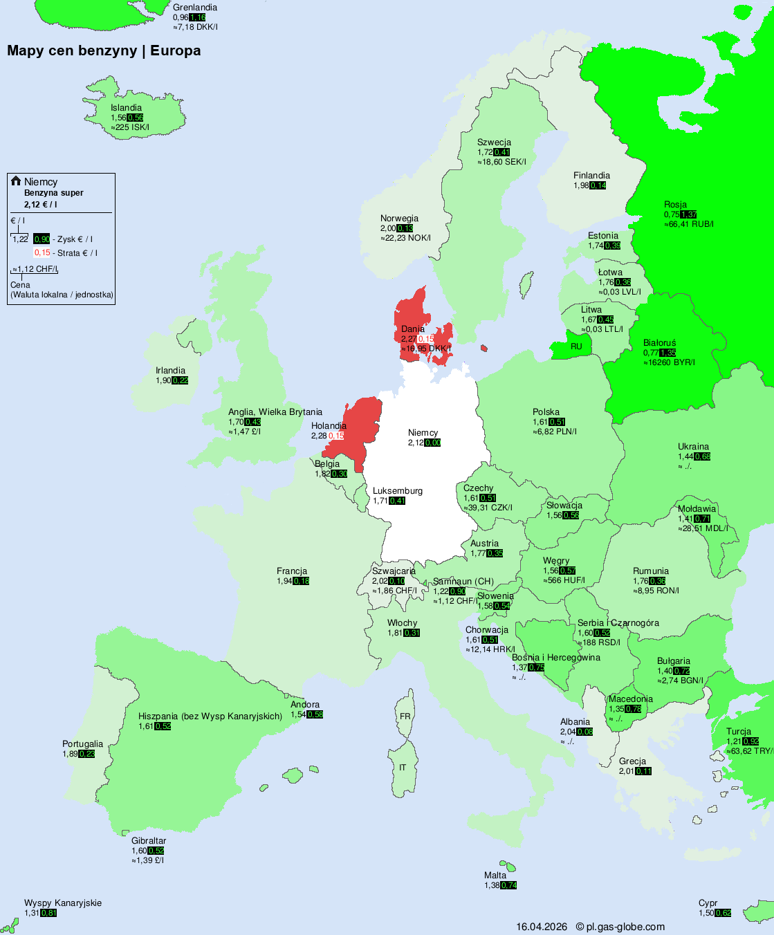 Ceny paliw na świecie – benzinpreis.de – Europa